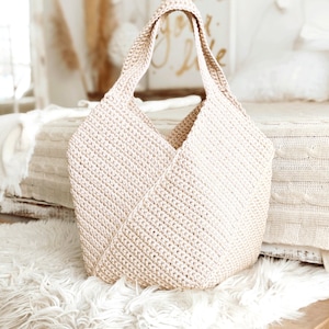 Crochet Tote Bag PATTERN, gift for mom DIY, Beach Bag, Shoulder Bag, Summer Bag, Large Shopping Bag, Boho bag, Easter gift, womens purse image 5