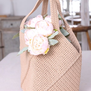 Crochet Tote Bag PATTERN, gift for mom DIY, Beach Bag, Shoulder Bag, Summer Bag, Large Shopping Bag, Boho bag, Easter gift, womens purse image 8