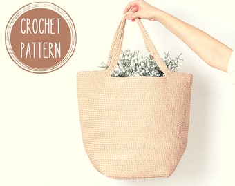 Crochet Tote Bag Pattern, Shopping bag, Summer bag,  Beach bag, Handbag, Boho bag, Easter gift for mom DIY, Crochet Tote Market bag Handmade