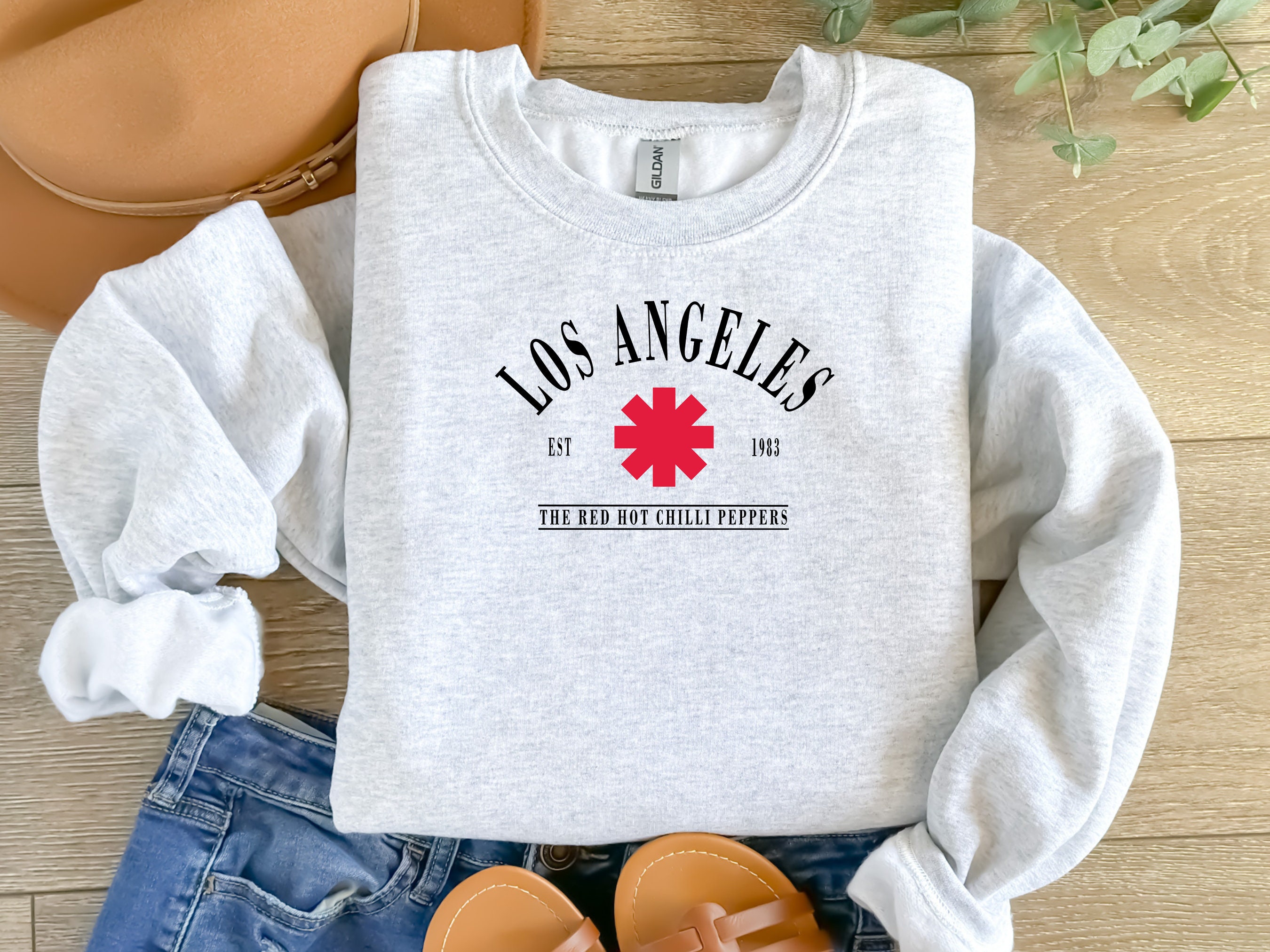 Los Etsy Chilli Sweatshirt Crew Neck - Red Hot Angeles Peppers Embroidered