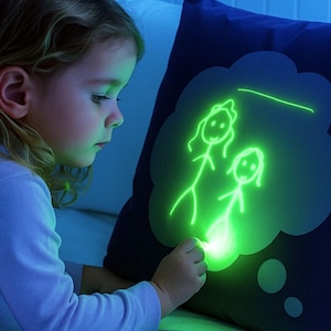 Personalized Glow In The Dark 100% Cotton Kids Pillowcase: Custom Name Interactive Toy For Children - Drawable With Light Pen