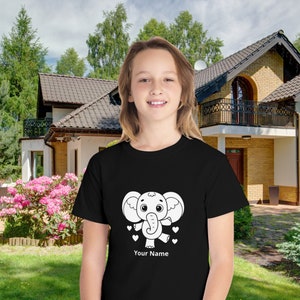 Glow in the Dark Elephant T-Shirt for Kids, Personalized tshirt for kids, Drawable t-shirt, Grandchild present, Birtday gift for kids