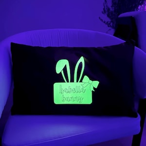 Custom Easter Pillow Cover, Glow In The Dark, Personalized Easter Gifts For Kid, Custom Name Pillow Nursery Decor, Baby Shower Gift Idea