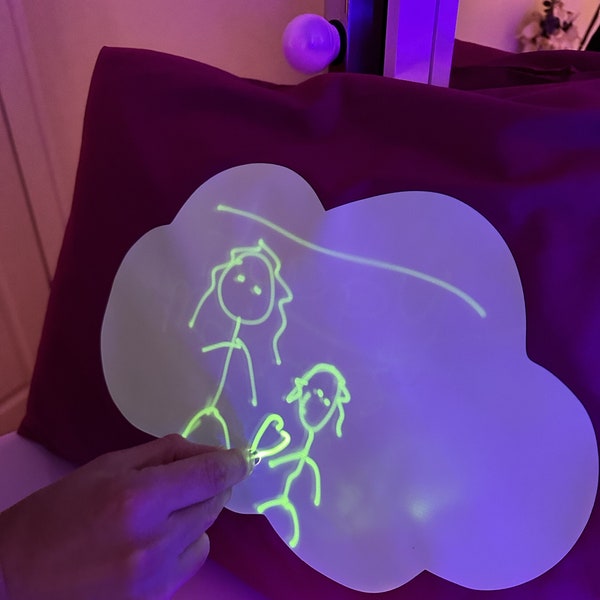 Dream cloud doodle pillowcase, Sketch glow in the Dark, Vibrant colours pillowcase, %100 cotton, gift for kids, develop the kids imaginary