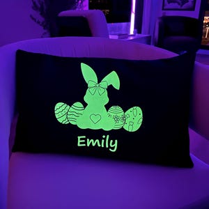 Custom Easter Pillow Cover, Glow In The Dark, Personalized Easter Gifts For Kid, Custom Name Pillow Nursery Decor, Easter Customized Gifts