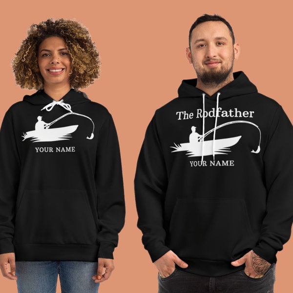 illuminated apparel, Personalized The Rodfather Hoodie, Custom fishing couple Hoodie, Fisherman Pullover, Funny Hooded Sweatshirt Gift