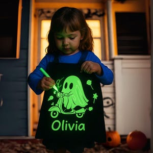 Custom Trick or Treat Bag, Halloween Tote Bag, Halloween Gifts For Kids, Personalized Halloween Bag, Glow In The Dark, Halloween Candy Bag