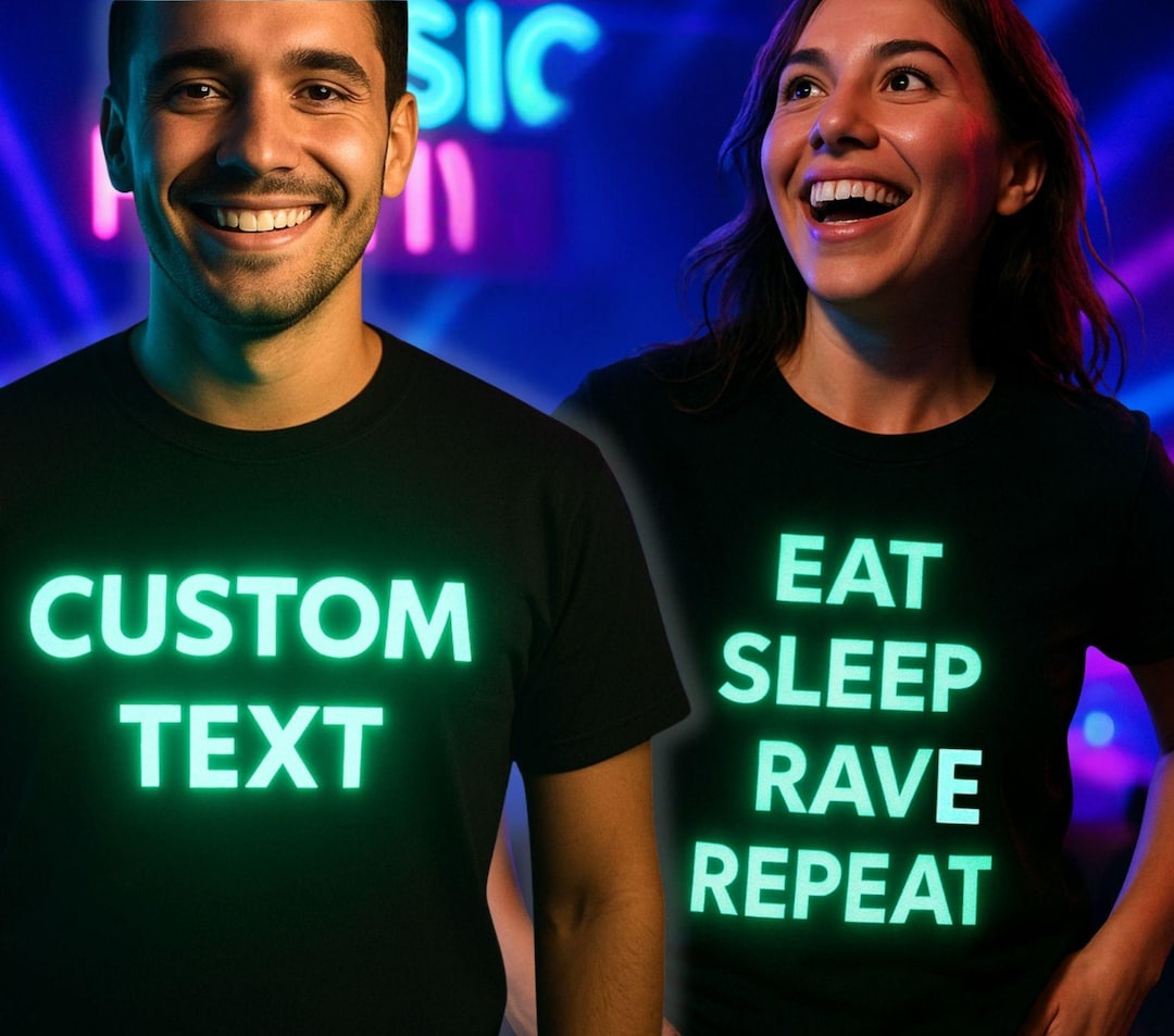 Glow in the Dark Rave Shirt: Custom Text Music Festival Tee - EDM ...