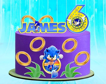 Set of 11 Sonic Edible Cake Toppers - Precut on Wafer Paper, Sugar Sheet, or without cutting Chocotransfer