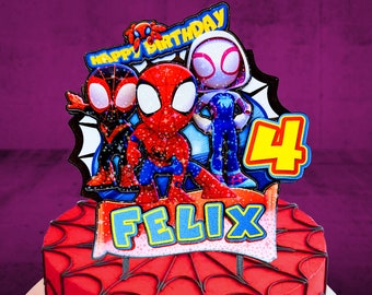 Spidey Birthday Plastic Cake Topper,  Spidey Theme Party, personalized topper