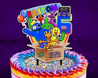 Personalised Rainbow Friends Cake Topper - The Perfect Addition to Your Rainbow Friends Themed Party!