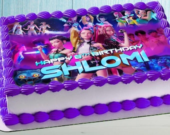 Cake Topper Inspirado em Kpop Idol Demon Hunters – Decoração de Aniversário Estilo Anime – Imagem Comestível
