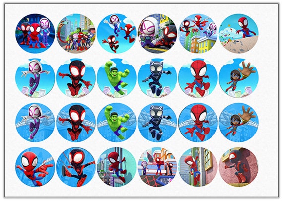 24 Spidey Edible Cupcake Toppers - Choose from Wafer Paper, Sugar Sheet, or Chocotransfer with No Cutting Required