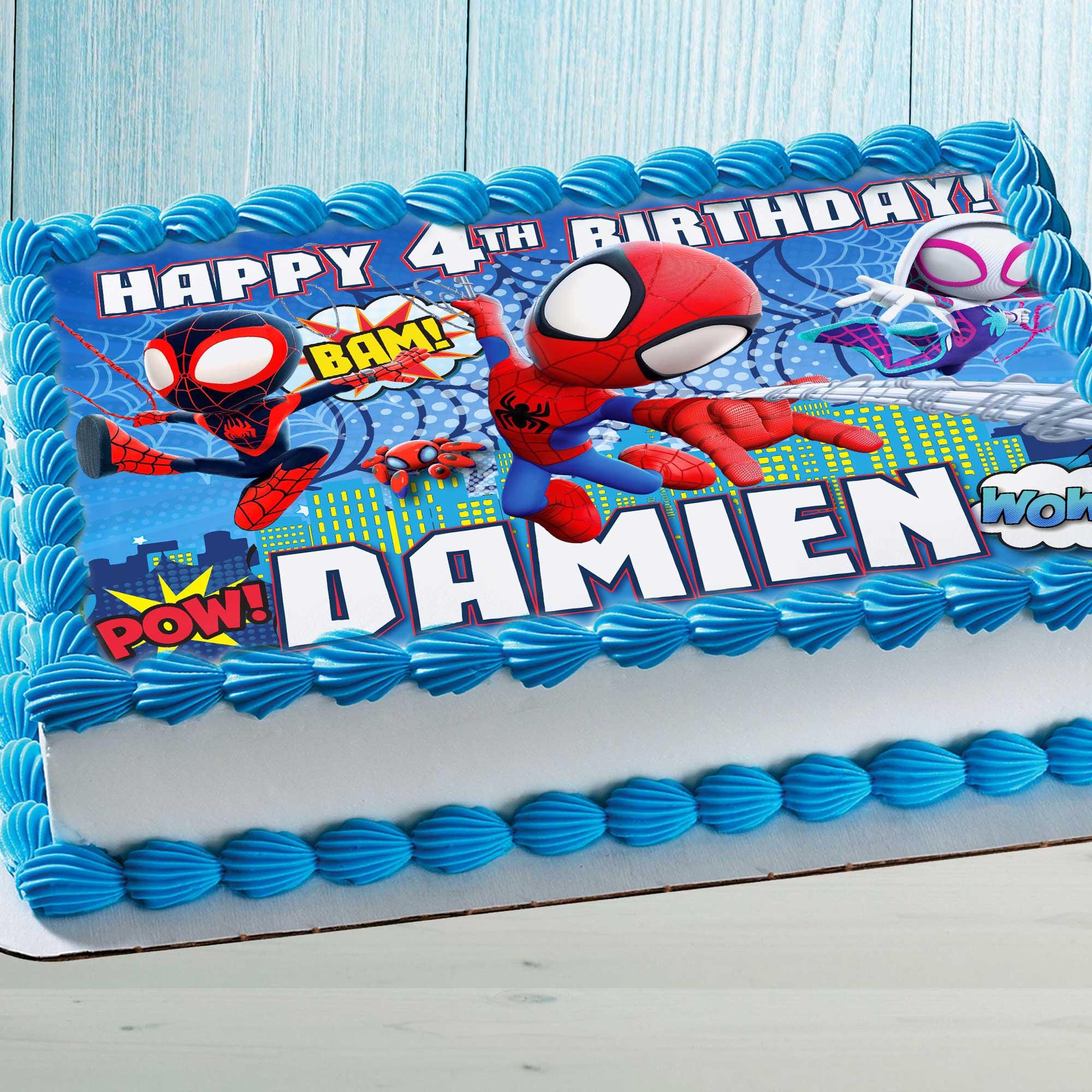 Spiderman Personalised Cake Topper Decoration Rectangle Edible