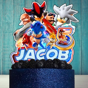 Personalized Sonic Cake Topper – Party Decoration