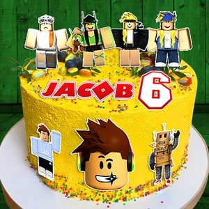 Roblox Cake Toppers Commestibili - Precotti su Carta Ostia, Foglio di Zucchero, o Chocotransfer senza Taglio (Set di 10)