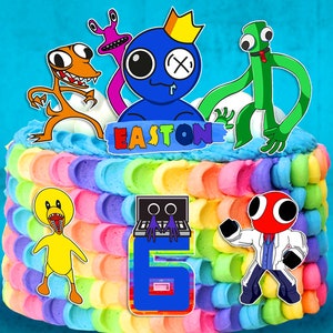 Rainbow Friends Inspired 5 Pc Fondant Cake Topper Set