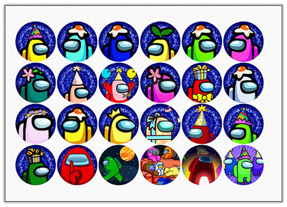 24 Among Us Edible Cupcake Toppers Precut on Wafer Paper Etsy