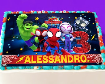 SPIDER MAN🍰 PERSONALISED Edible Cake Decoration Cupcake Toppers A4 Icing | UK