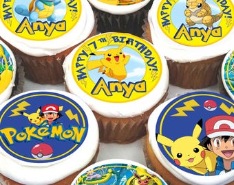 24 Pokemon Cupcake Toppers Edible – Precut Wafer Paper, Sugar