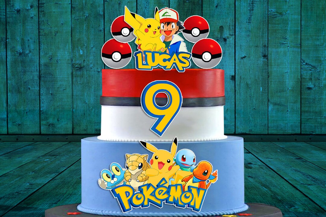 Set of 7 Pokemon Edible Cake Toppers Precut on Wafer Paper, Sugar Sheet
