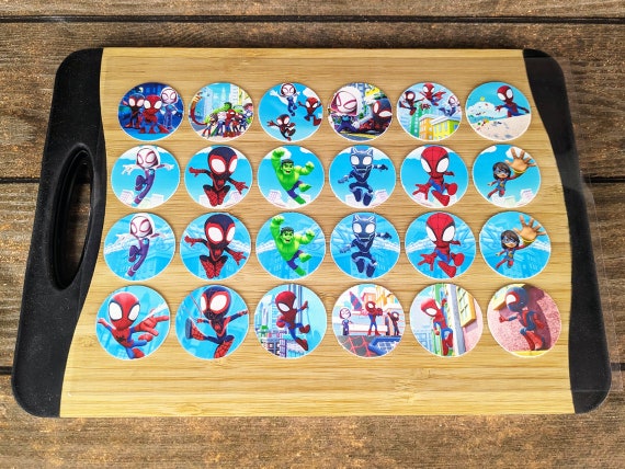 24 Spidey Edible Cupcake Toppers - Choose from Wafer Paper, Sugar Sheet, or Chocotransfer with No Cutting Required