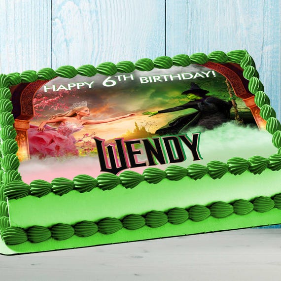 Wicked Birthday Themed Edible Cake Topper Rectangular Design Wafer  Paper, Sugar Sheet, Chocotransfer