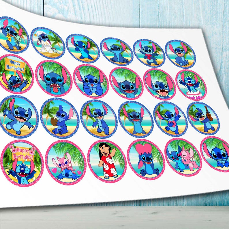 Stitch Cupcake Toppers – Precut Edible Wafer, Sugar Sheet or ...