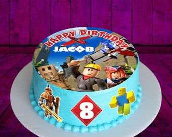 Roblox Edible Cake Toppers - Precut on Wafer Paper, Sugar Sheet, or without cutting Chocotransfer (Set of 4)