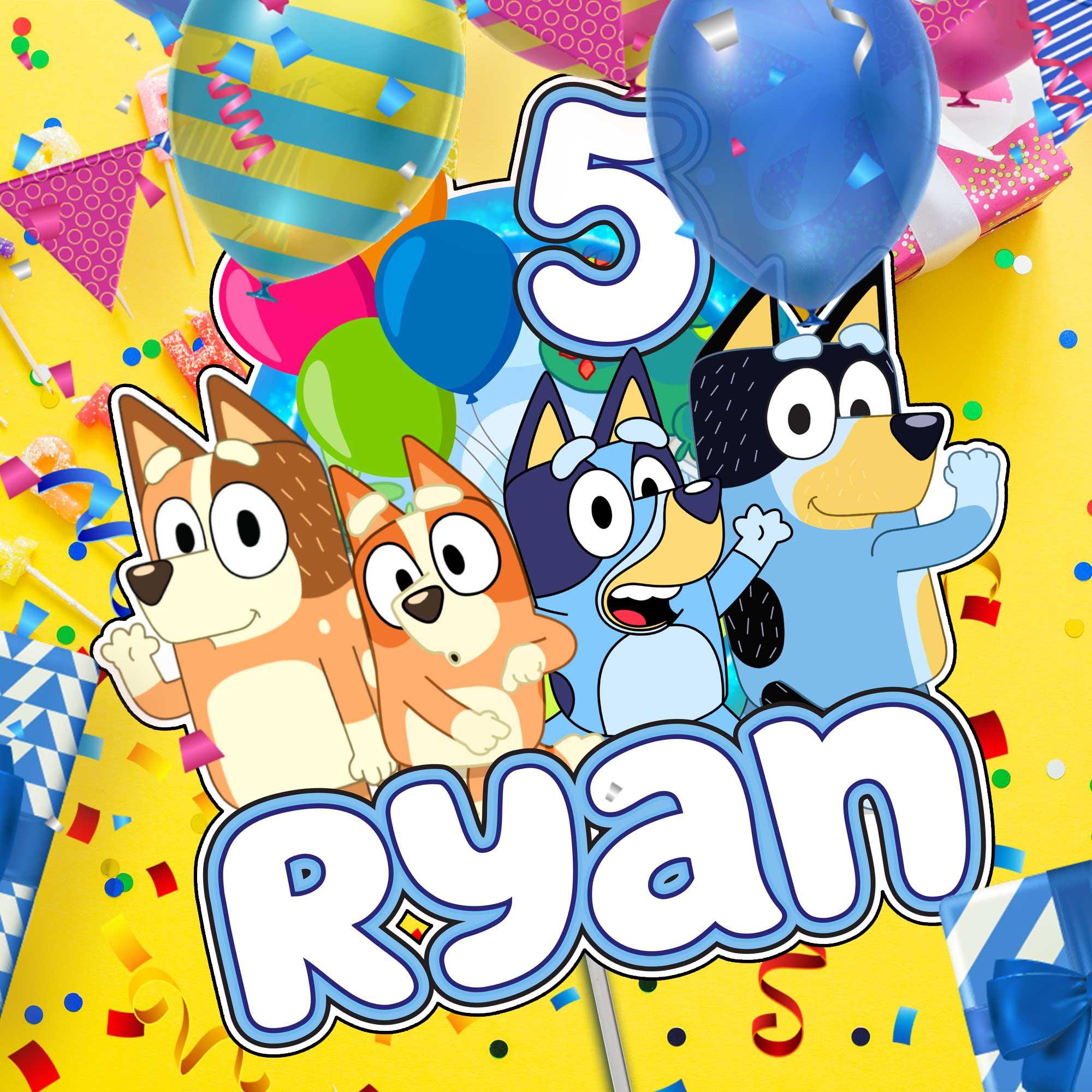 Personalized Bluey Inspired Cake Topper