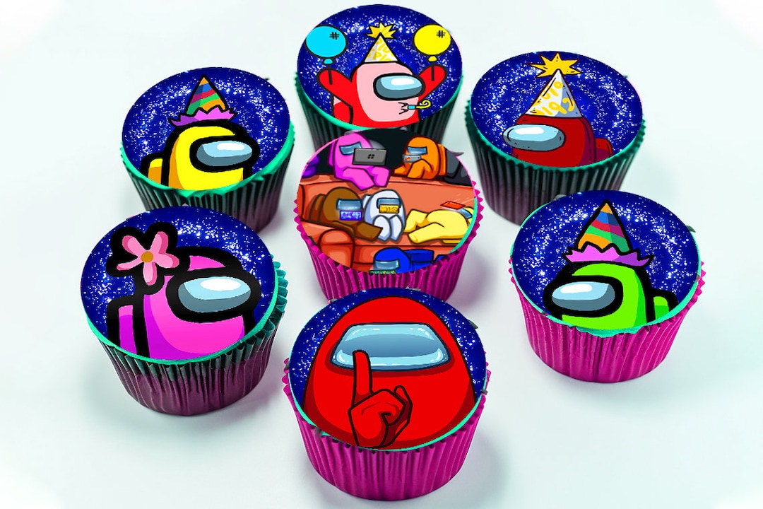 24 Among Us Edible Cupcake Toppers - Precut on Wafer Paper, Sugar Sheet ...