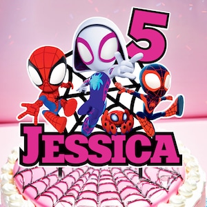 Topper per torta Spidey 3D stampato personalizzato - Ideale per compleanni e feste a tema Spidey!