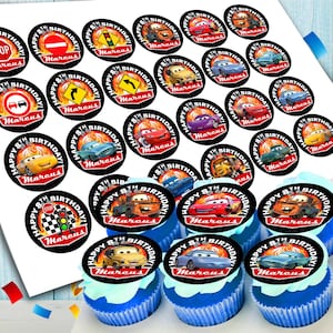 Lightning McQueen Cars Edible Cupcake Toppers - Precut on Wafer Paper, Sugar Sheet, or without cutting Chocotransfer