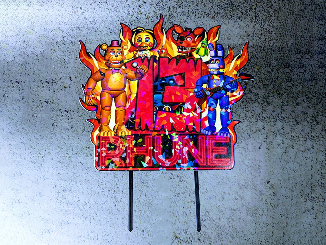 FNAF Five Nights at Freddy's 2023 Standing Personalised Cake Topper - Tic  Tac Top