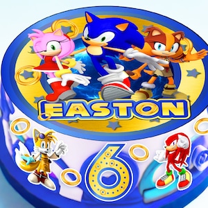 Set di 8 cake topper commestibili Sonic - precut su carta ostia, foglio di zucchero o senza taglio Chocotransfer