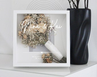Picture frame "BRIDAL BOUQUET" · 3D frame · many designs · for weddings, as a gift, wedding gift · My bridal bouquet / engagement bouquet