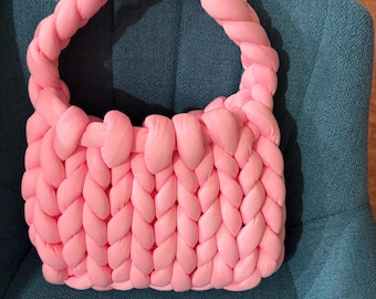 Gehaakte jumbo roze portemonnee, handgemaakt