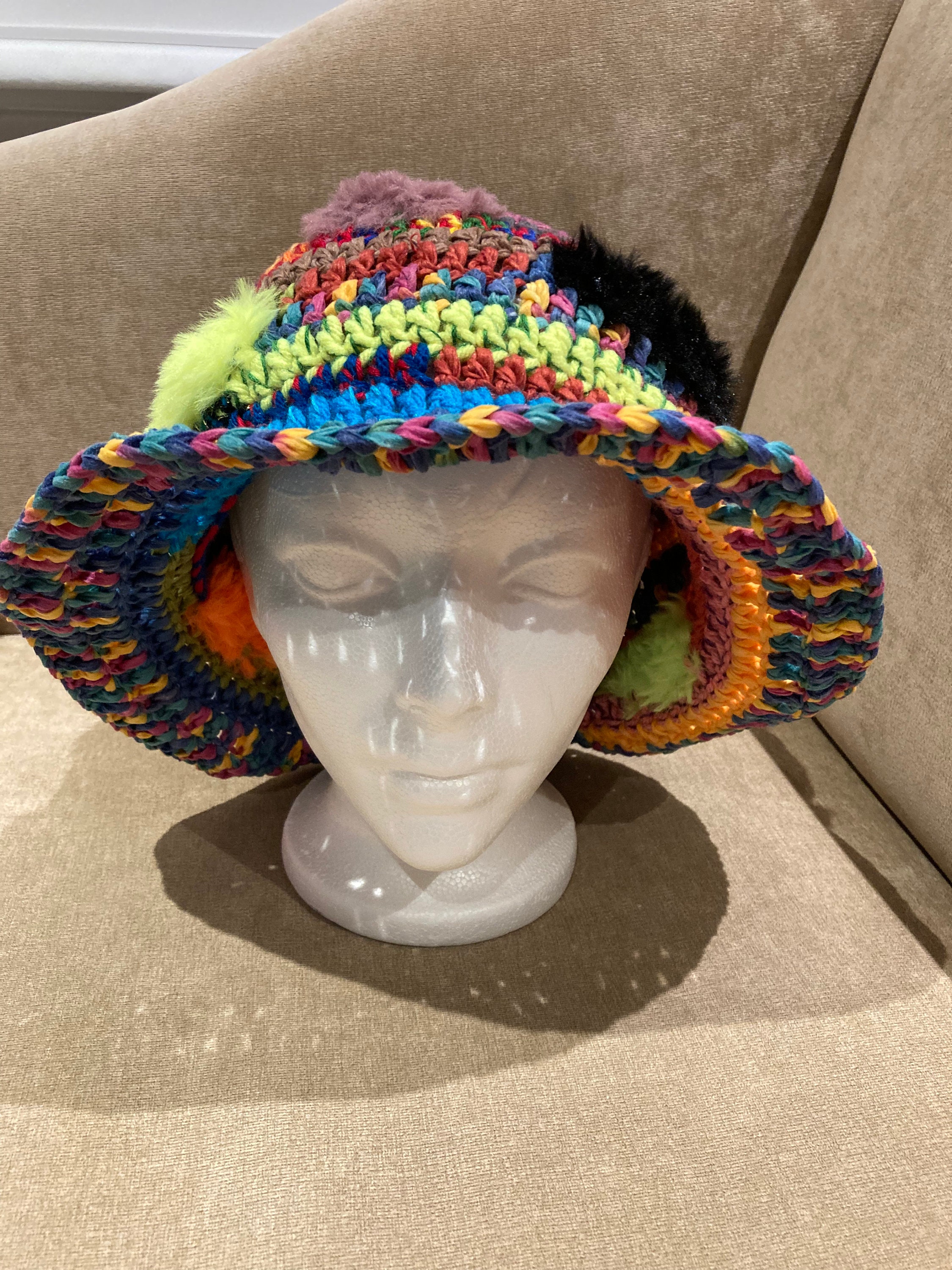 Hand Crocheted Multicolored Bucket Hat - Etsy display picture 3