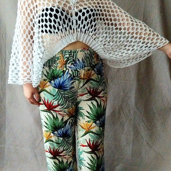 Crochet Mesh Top Pattern, Summer Beach Sweater (XS-5X)