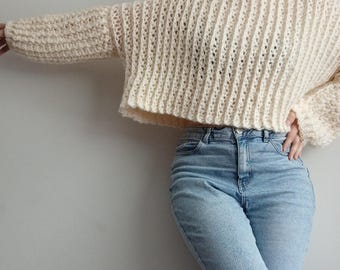 Chunky Oversized Sweater Crochet Pattern | Textured Pullover PDF (Intermediate)