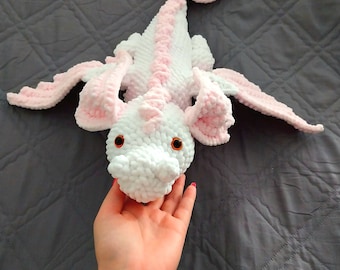 Crochet dragon pattern/amigurumi pattern/stuffed plushie pattern/white dragon. English only