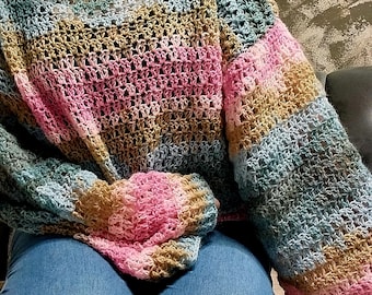 Crochet pattern/crochet gradient granny sweater pattern/ crochet sweater pattern