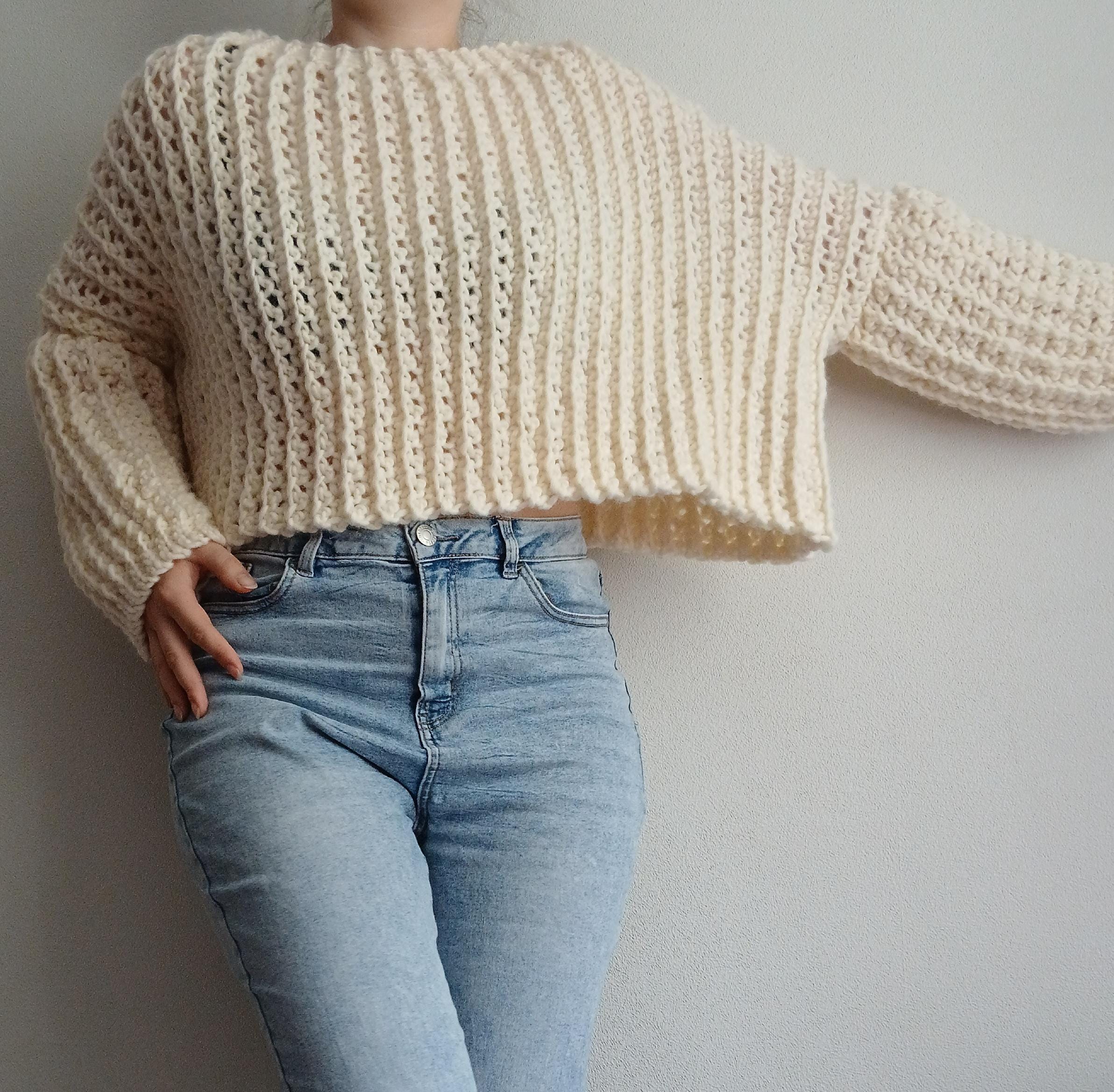 Chunky Oversized Sweater Crochet Pattern | Textured Pullover PDF ...