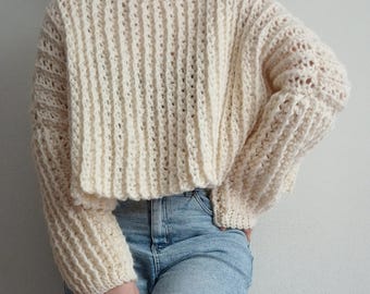 Chunky Oversized Sweater Crochet Pattern | Textured Pullover PDF (Intermediate)