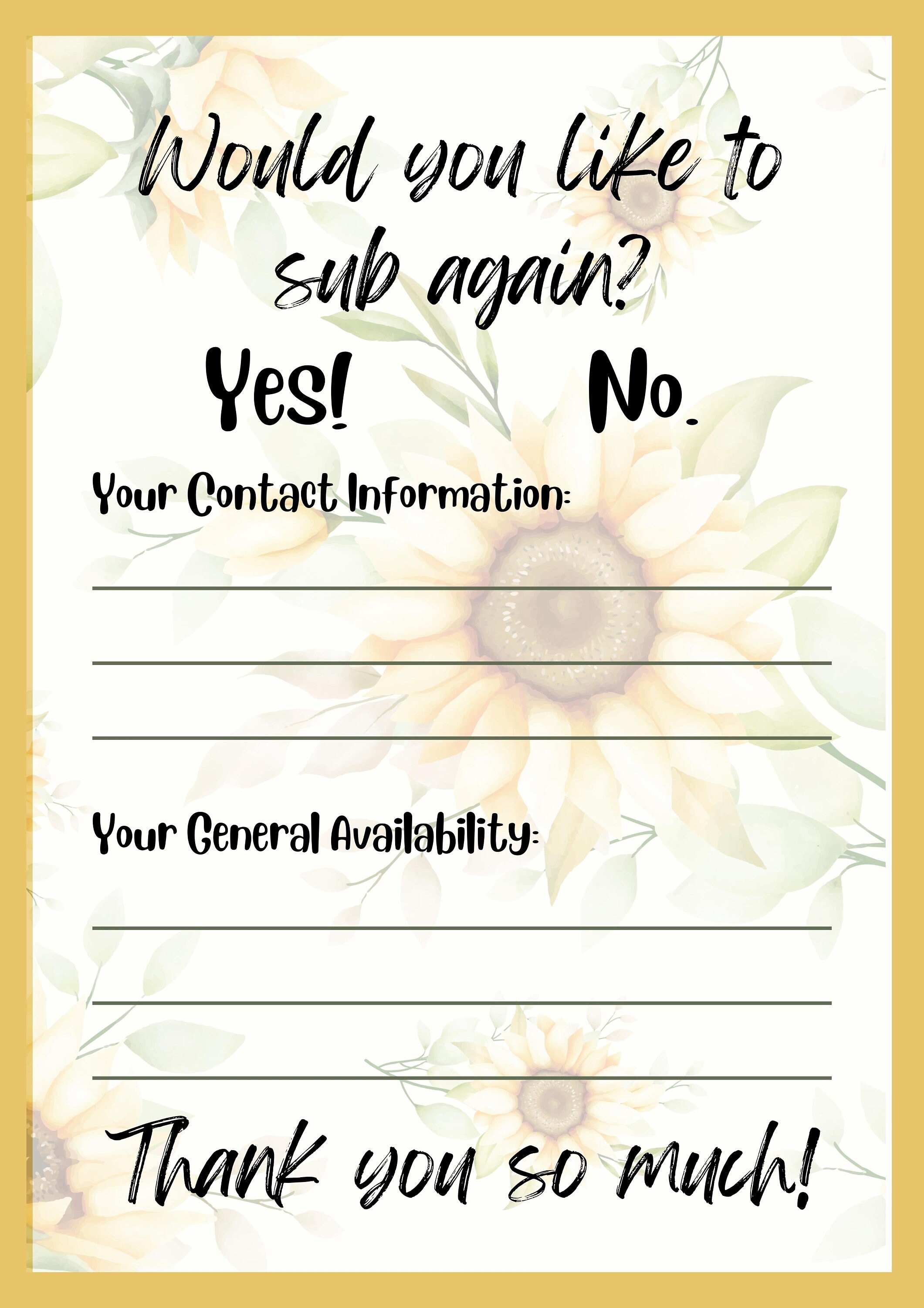 Substitute Teacher Binder Template L Editable L Easy to Edit L Back to