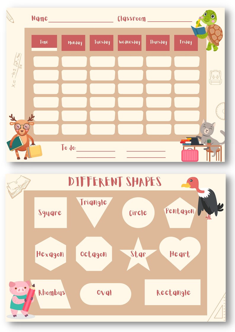 Schedule Shaps 7 in 1 Editable Template L Classroom Decor L Back to School L Weekly ...