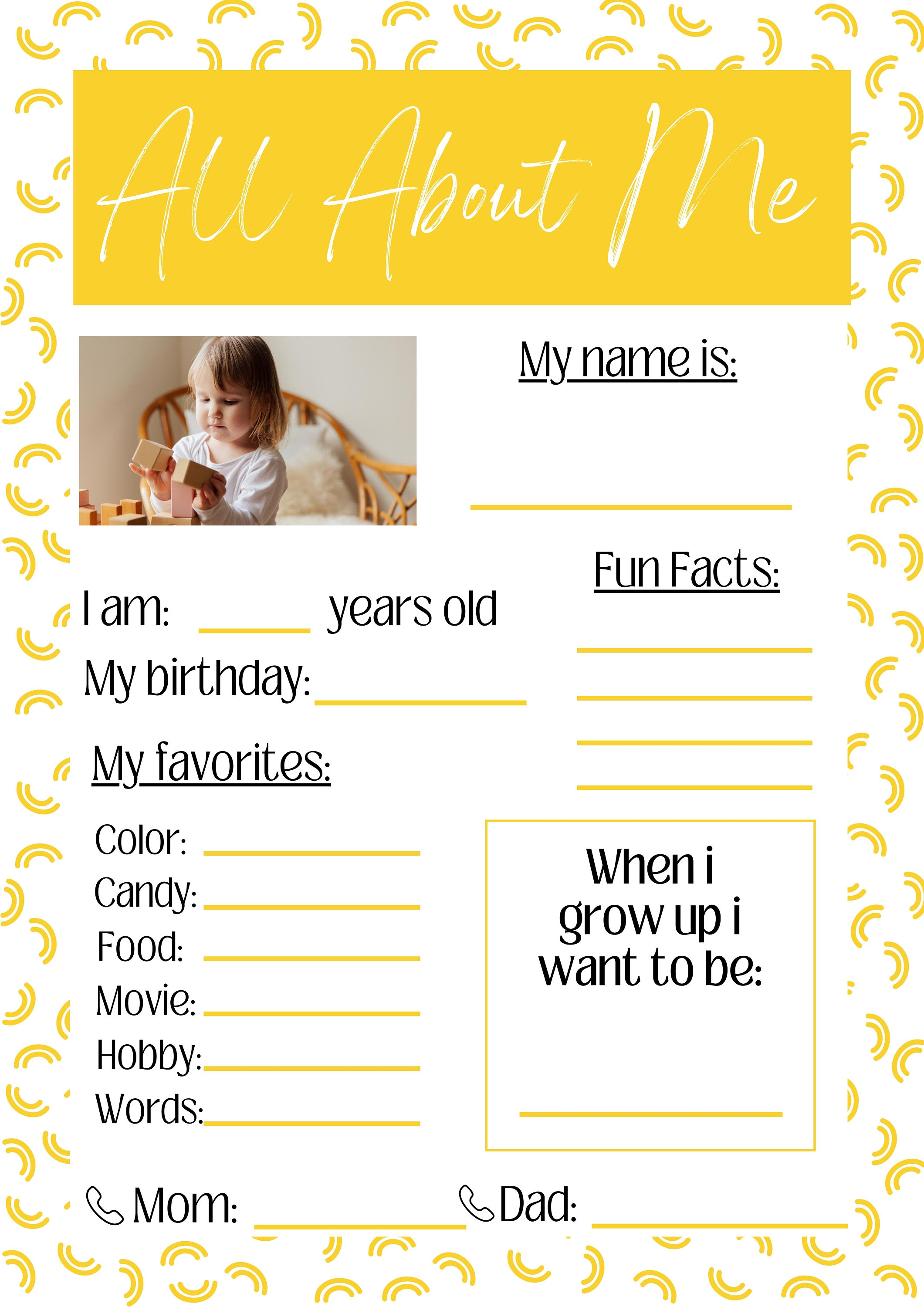 All About Me Editable Template 4 to Choose From Back to School All All About Me Editable Template 4 to Choose From Back to School All
