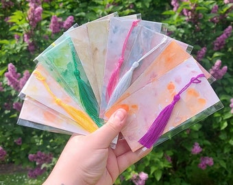 Marque page en papier style aquarelle pastel