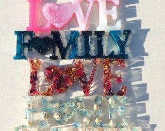 Resin decoration words