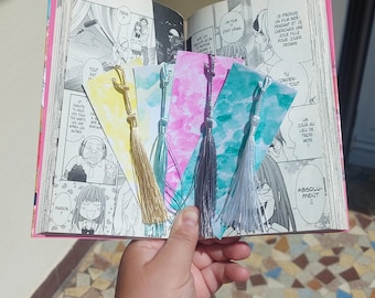 Marque page en papier style aquarelle pastel